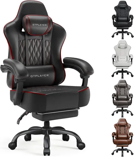 Miniatura 10 de GTPLAYER Silla para videojuegos, silla de oficina para computadora con cojín de resorte de bolsillo, reposabrazos de conexión, cómoda silla