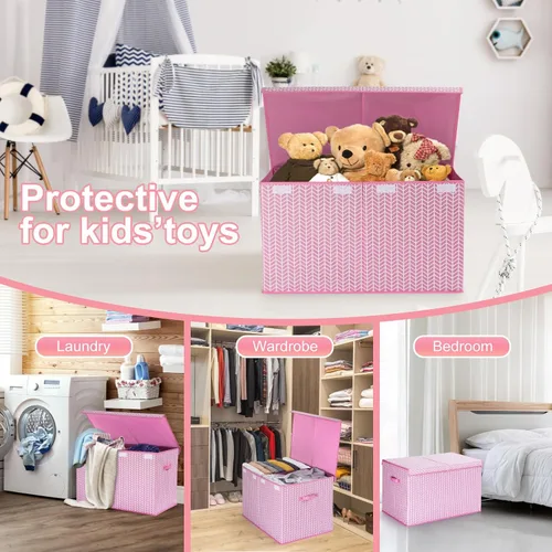 Miniatura 5 de Mayniu Caja de juguetes extra grande con divisores, organizador de almacenamiento de juguetes resistente de 120 litros, cesta para niños, niñas