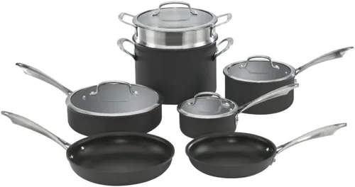 Cuisinart - Apto para lavavajillas, anodizado duro, 11 unidades. Batería de cocina