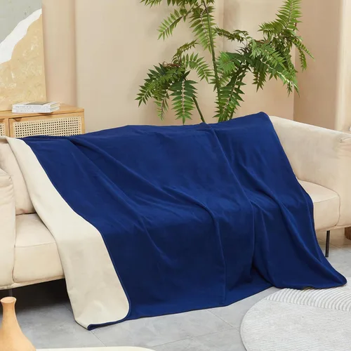 Miniatura 8 de Catalonia Manta impermeable para cama, funda reversible de forro polar, protector de muebles lavable a prueba de líquidos Azul marino+gris pardo
