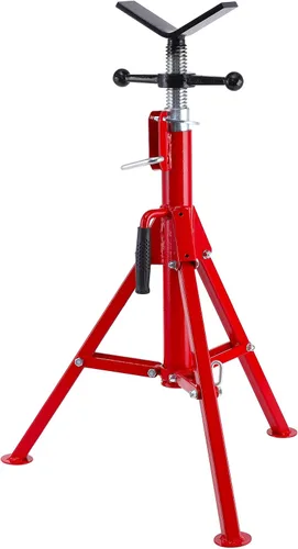 PioneerWorks Soporte de tubo de cabeza en V, altura ajustable de 28-52 pulgadas, carga de 2500 libras, capacidad de tubería de 1/8 "-12", soporte de