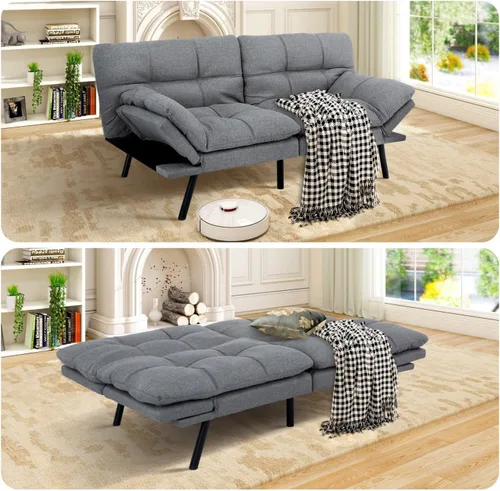 Miniatura 7 de MUUEGM Sofá cama futón de espuma viscoelástica, moderno sofá de oficina, cama convertible para espacios pequeños, apartamento, oficina, con respaldo