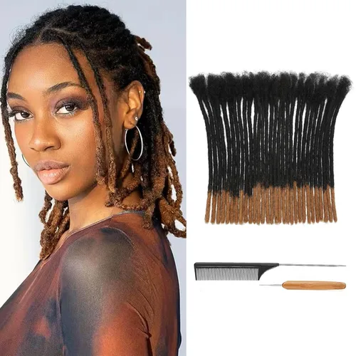 Miniatura 34 de Extensiones de Rastas de Cabello Humano 0.4cm de Grosor 4 Pulgadas 20 Hebras 100% Cabello Humano Real para Hombres/Mujeres/Niños Completamente