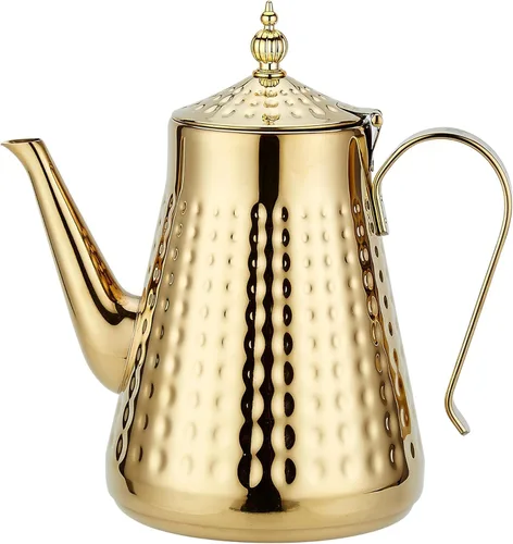 Miniatura 14 de SANQIAHOME 1.2L (40oz) martillo de acero inoxidable modelado tetera con infusor extraíble, cubierta de hojas sueltas, plata