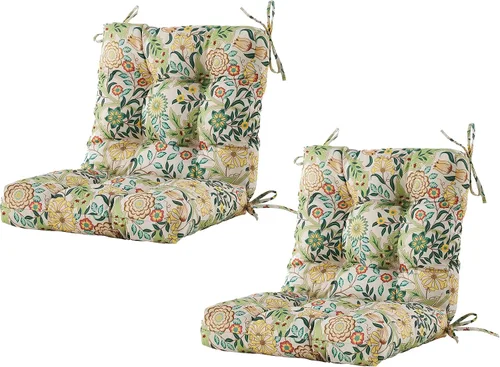Miniatura 34 de BLISSWALK Cojines para sillas de exterior, 40 x 20 x 4 pulgadas, cojín de mimbre grueso con respaldo bajo y lazos para muebles de patio, floral