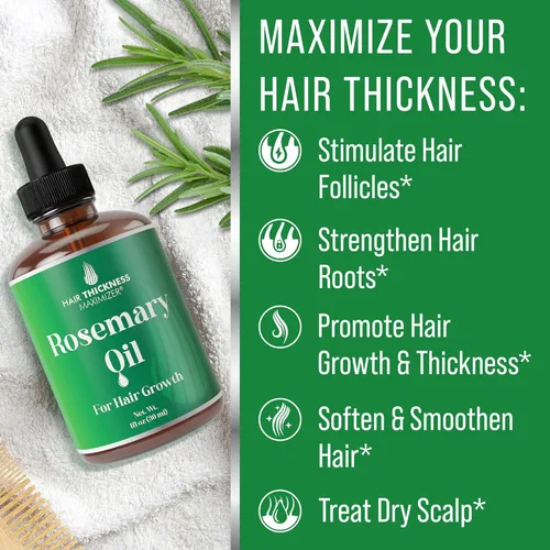 Miniatura 3 de Aceite de romero para el crecimiento del cabello para mujeres, hombres. Fortalece e hidrata el adelgazamiento, el cabello seco para un cuero