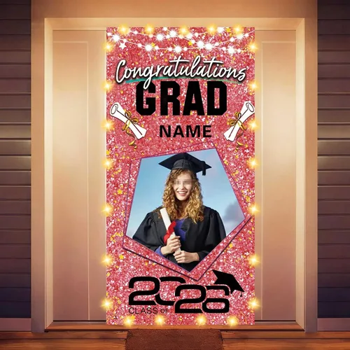 Miniatura 11 de Decoraciones personalizadas para fiestas de graduación 2026 – Cartel de felicitación de graduación grande – Cartel de fondo de graduación