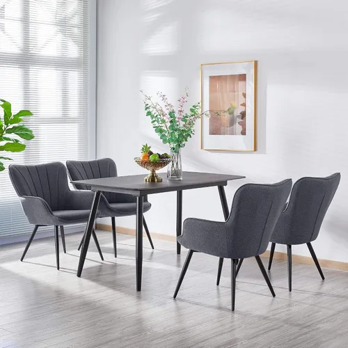 Miniatura 2 de Yaheetech Silla de comedor, 2 piezas, reposabrazos de tela, sillas de restaurante, sillas de recepción de hotel, silla de ocio, sofá, silla lateral
