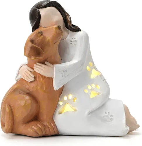 Miniatura 8 de INLOMEM Regalo conmemorativo para perros, escultura de granito, resina esculpida a mano, regalo de condolencia de pérdida de mascotas con portavelas