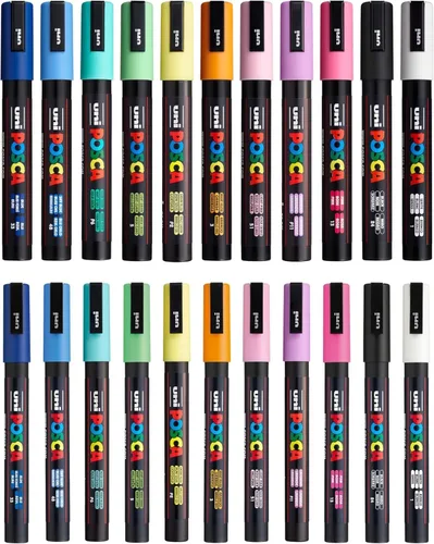 Miniatura 4 de Posca Conjunto de regalo exclusivo de vacaciones de marcadores de pintura 3M y 5M de 22 unidades con estuche de transporte, ideal para niños