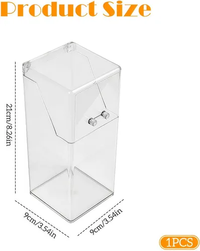 Miniatura 2 de Organizador cuadrado de acrílico para cepillos cosméticos con tapa a prueba de polvo, transparente, 3.5 x 3.5 x 8.3 pulgadas, 1 unidad