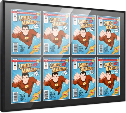 Miniatura 11 de Poster Palooza Marco de cómic con paspartú para 1 cómic de la Edad de Bronce publicado entre 1970 y 1985, marco de cómic negro para cómic de 7.25 x