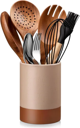 Miniatura 10 de MALACASA Portautensilios, Portautensilios de Cerámica para Cocina de 7.3"+5.5" pulgadas para Encimera, Recipientes Grandes para Utensilios de Cocina