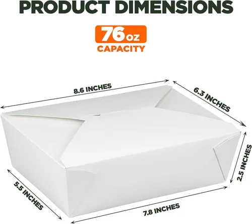 Miniatura 3 de Fit Meal Prep Paquete de 30 recipientes de papel de 76 onzas para llevar de 8.6 x 6.3 x 2.5 pulgadas, cajas blancas de comida para almuerzo #3