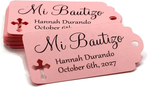 Miniatura 9 de Etiquetas Mi Bautizo – Etiquetas personalizadas para bautismo – 20 unidades (gris claro)