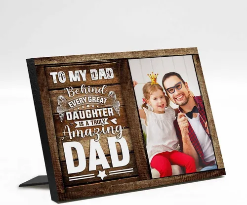 Miniatura 10 de InterestPrint Panel de fotos personalizado para papá y nombre para exhibición de mesa Daddy to Us You're the World, marco de fotos personalizado