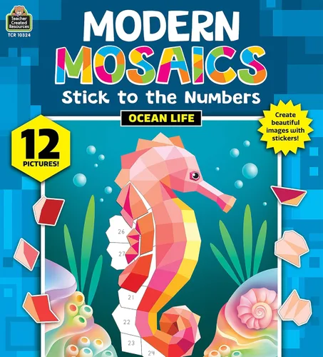 Teacher Created Resources Ocean Life Mosaicos modernos se adhieren a los números (TCR10324)