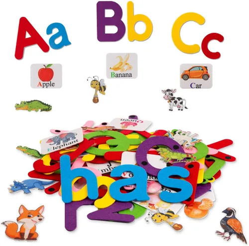 Craftstory 130 piezas de juguetes de aprendizaje del alfabeto, letras de fieltro, tablero Montessori para niños pequeños con tarjetas didácticas de