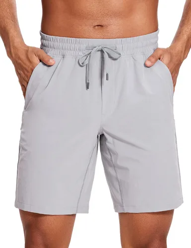 CRZ YOGA Pantalones cortos de entrenamiento sin forro para hombre, 9 pulgadas, secado rápido, para correr, deportes, atletismo, gimnasio, con