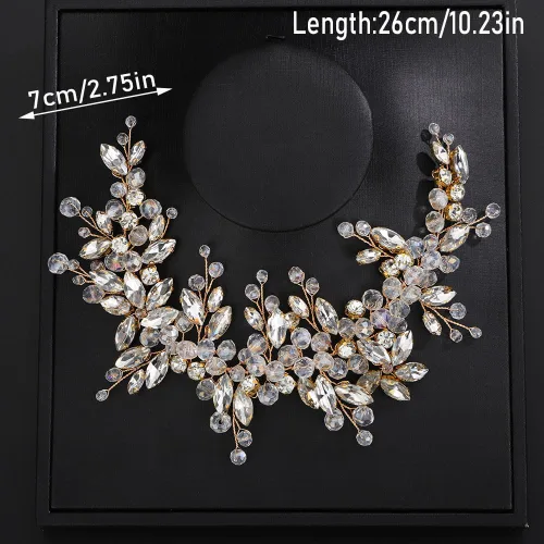 Miniatura 5 de Teyglen Diadema de cristal para el cabello de boda, con cuentas de diamantes de imitación rojos, hecha a mano, rojo, rosa, azul, negro, flores