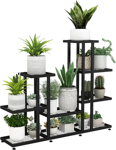 Soporte de esquina para plantas de interior de 5 niveles y 16 macetas, soportes de metal para plantas de exterior, estante de flores, soportes para
