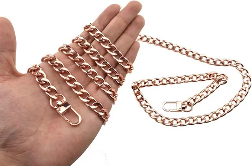 Miniatura 53 de HAHIYO Correa metálica de cadena para bolso de 43.3' de oro para bolso cruzado, bandolera y bolso de mano, cómoda y plana de 0.4' de ancho, extra