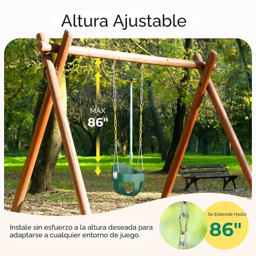 Miniatura 6 de DECORLIFE Columpio para niños pequeños, columpio para bebés al aire libre – Juego de columpio de cubo completo de respaldo alto, capacidad de 330