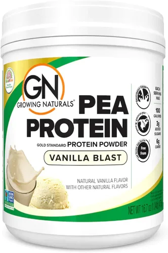 Miniatura 11 de Growing Naturals Polvo de proteína de guisante crudo, proteína vegana a base de plantas, BCAA, baja en carbohidratos, baja en azúcar, original sin