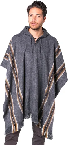 Miniatura 3 de Gamboa Alpaca Poncho Mens Ponchos Adult Pancho Mexican Wool Cloak with Hood Cowboy and Western Poncho Blanket