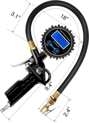 Miniatura 8 de Nilight 50026R Inflador de neumáticos digital con manómetro, 250 PSI, portabrocas de aire y accesorios de compresor resistentes con manguera de goma