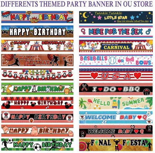 Miniatura 8 de Cartel grande de béisbol de feliz cumpleaños, temática deportiva, decoración de fiesta de cumpleaños, suministros de telón de fondo (9.8 x 1.6 pies)