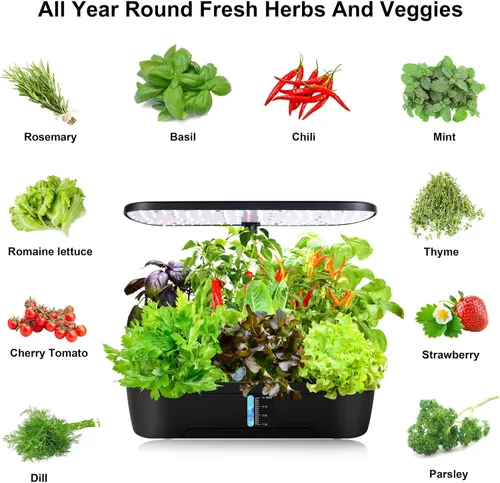 Miniatura 8 de Sistema de cultivo hidropónico, jardín de hierbas interior, 12 cápsulas Sistema de cultivo hidropónico, kit de jardín de hierbas sistema