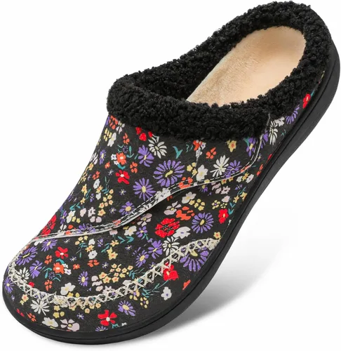 Miniatura 13 de LeIsfIt Pantuflas anchas para mujer, ajustables, para diabéticos, cálidas, acogedoras, antideslizantes, de espuma viscoelástica, para invierno