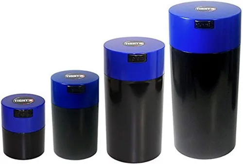 Tightvac - Juego de 4 recipientes herméticos patentados, contenedor al vacío multiusos que mantiene tus hierbas y productos secos frescos y Negro /
