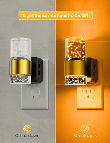 Miniatura 4 de Luces nocturnas que se enchufan a la pared, luz nocturna que cambia de color con enchufe giratorio, sensor de luz del atardecer al amanecer y brillo