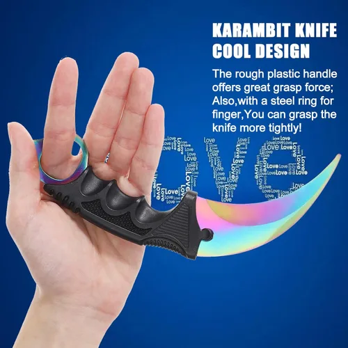 Miniatura 4 de TOPOINT Cuchillo Karambit, cuchillo de hoja fija de acero inoxidable con funda y cuchillo de cordón CS-GO para caza, campamento y supervivencia