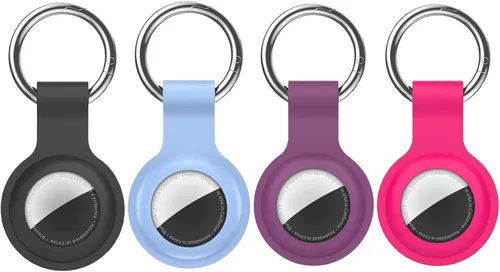 Miniatura 27 de Paquete de 4 llaveros compatibles con AirTag para AirTag de 1ª y 2ª generación, para AirTag de 1ª y 2ª generación, funda para AirTag, rastreador