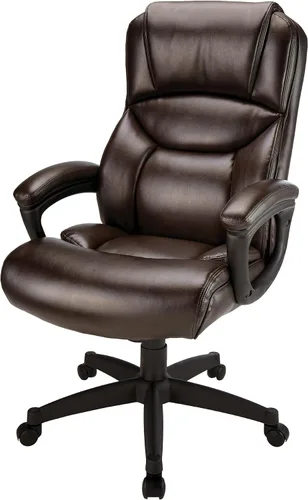 Miniatura 3 de Realspace® Fennington - Silla de cuero con respaldo alto, color marrón y negro