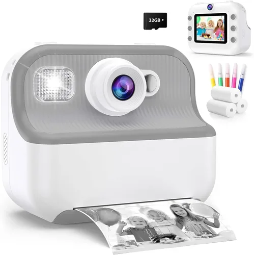 Miniatura 9 de Cámara instantánea para niños, regalos de cumpleaños de Navidad para niñas de 4, 5, 6, 7, 8, 9, 10 años, juguetes para niñas, 1080P HD, cámara