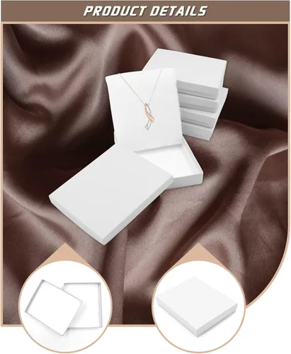 Miniatura 6 de opaprain Cajas de regalo blancas de joyería de cartón, 10 unidades, 6 x 5 x 1 pulgadas, se aplica a mostrar collares, anillos, pulseras, aretes