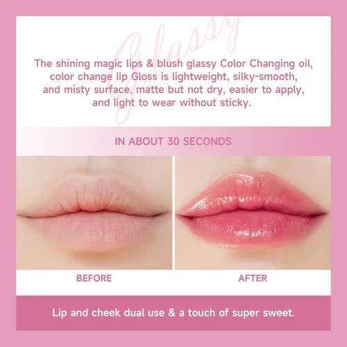 Miniatura 4 de ANGGREK Rubor líquido, 0.2 fl oz, bonito diseño, transparente, hidratante que cambia de color, aceite líquido para mejillas, reacciona al maquillaje