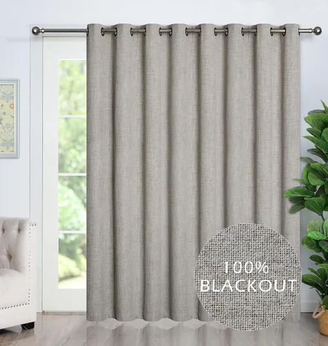 Miniatura 15 de Cortinas opacas con aspecto de lino de 84 pulgadas de largo, 100% absolutamente opacas, con aislamiento térmico, ahorro de energía, con textura, 2