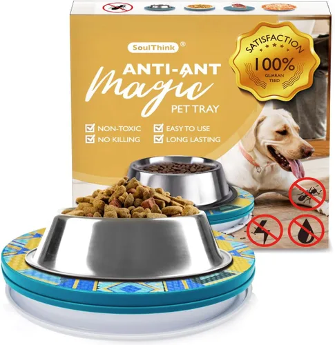 Miniatura 9 de SoulThink® Bandeja a prueba de hormigas para gatos y perros – Nueva innovación anti hormigas plato de comida para mascotas para interiores, sin