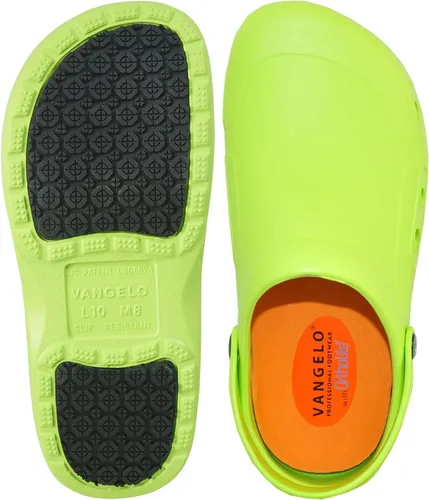 Miniatura 4 de VANGELO Zuecos profesionales antideslizantes para hombre, zapatos de trabajo para enfermera, zapatos de chef, zapatos de chef, color negro, blanco