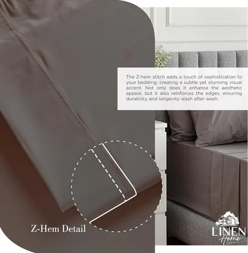 Miniatura 3 de Linen Home Juego de sábanas 100% de percal de algodón, fresco, ligero, sólido, tamaño king, 4 piezas, 1 sábana encimera, 1 sábana ajustable, 07