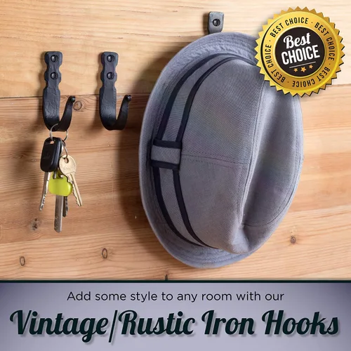 Miniatura 6 de Ganchos decorativos para pared, ganchos de pared de metal para colgar abrigos, sombreros y bolsos, ganchos rústicos para toallas para baños