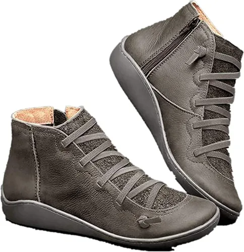 Miniatura 10 de Ladmiple Botas de tobillo para mujer, sin tacón, casual, con cremallera lateral, botas cortas vaqueras occidentales, zapatos para caminar V-Caqui