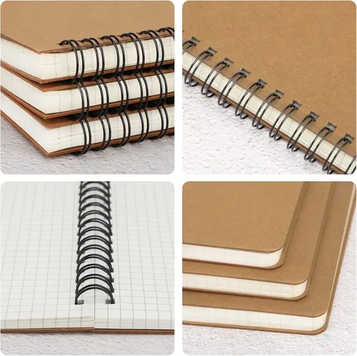 Miniatura 4 de EUSOAR Cuaderno de espiral de tapa dura, tamaño A5, paquete de 3 unidades de 5.5 x 8.3 pulgadas, 120 páginas, cuaderno de espiral con gráficos