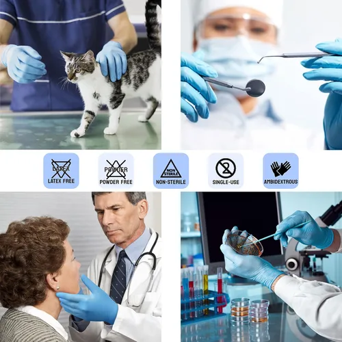 Miniatura 4 de Safe Health Nitrile Exam Gloves – 4 mil, Latex-Free, Powder-Free, Disposable, Blue, Medical Grade, Food, Cleaning Use