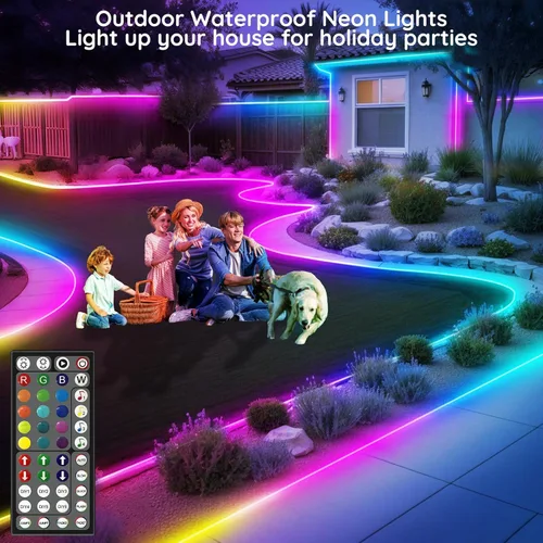 Miniatura 6 de 20 pies de luces LED en cuerda, luces de neón flexibles con control de aplicación/control remoto, múltiples modos, IP65 impermeables